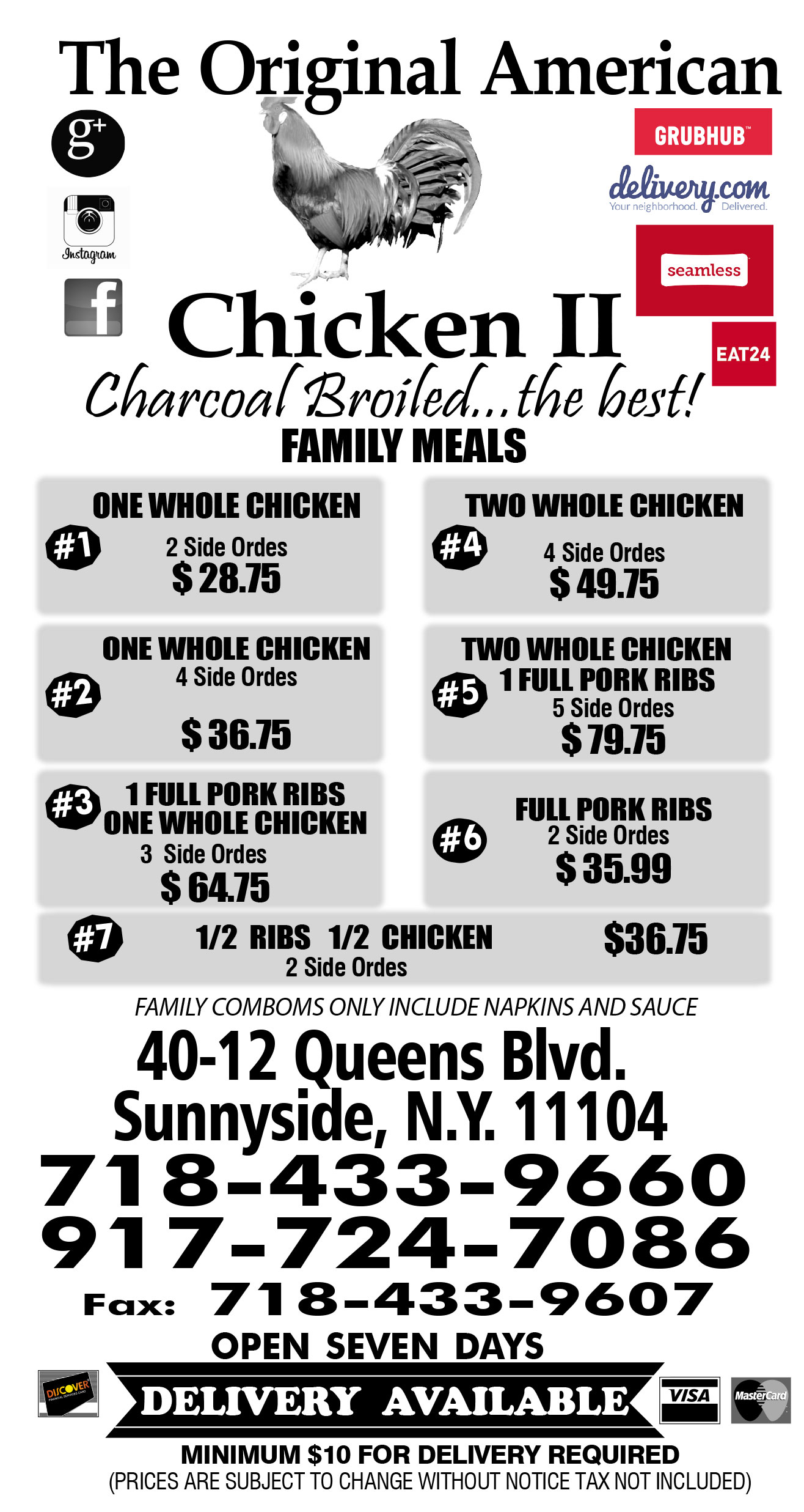 The Original American Chicken II Menu