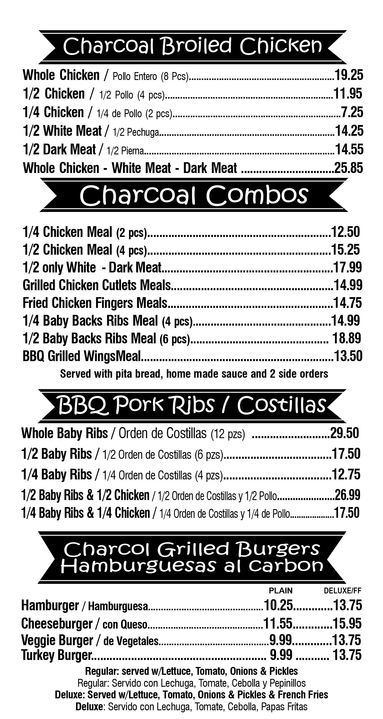 The Original American Chicken II Menu